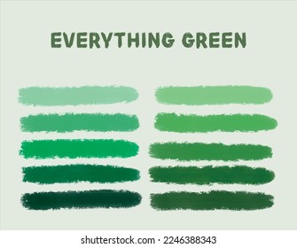 Green brush touches in various tones, brush lines, title backgrounds, banners, highlighter lines, separated from the background, color changeable