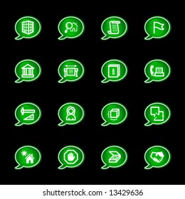 Iconos de construcción de burbujas verdes