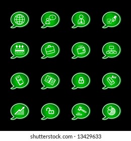 Green bubble business icons