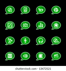 Green bubble media icons