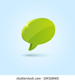 Green bubble speech symbol isolated on blue background. This vector icon is fully editable.
