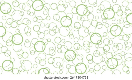 Bulles vertes sur fond blanc, fond d'écran avec disques, cercles, bulles d'air. Effet de vol, dessin aéré clair.