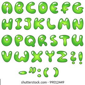 Green bubble-shaped alphabet