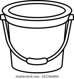 Green Bucket with Handle Concept, Chicks Feed Kit Bowl vector outline icon design, Poultry farming symbol, Meat or Eggs Production Sign, Protein and farmyard equipment stock illustration