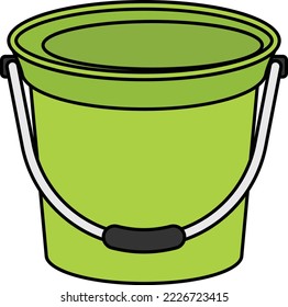 Green Bucket with Handle Concept, Chicks Feed Kit Bowl vector color icon design, Poultry farming symbol, Meat or Eggs Production Sign, Protein and farmyard equipment stock illustration