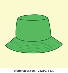 Green bucket hat template vector illustration	