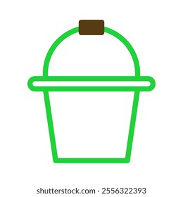 Green bucket icon. Concept of cleaning, gardening, and household chores.