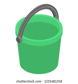 Green bucket icon. Isometric of green bucket vector icon for web design isolated on white background