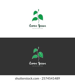 Green Bud Vines Plant Leaf Nature for Herbal Medicine or Garden Farm Logo Design Vector