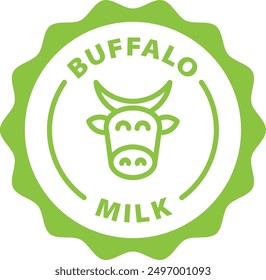 green buffalo milk outline icon round rounded circle badge stamp label isolated on transparent background