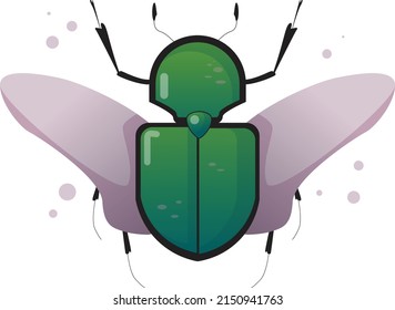 green bug beetle with pink wings icon