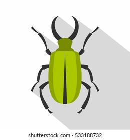 Green bug icon. Flat illustration of green bug vector icon for web