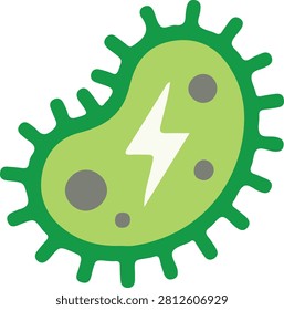 Green bug icon with lightning bolt representing bioenergy eco friendly and electric insect power concept