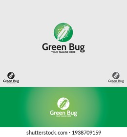 Green Bug logo design vector template