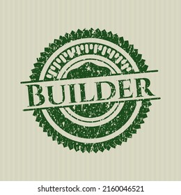Green Builder rubber grunge stamp. 