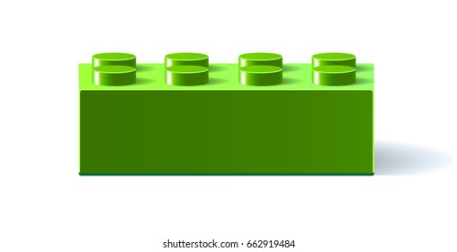  Green building block toy with shadow. Isolated on white background. Vector illustration Eps10 file