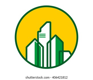green building cityscape skyscraper construction architecture image icon logo