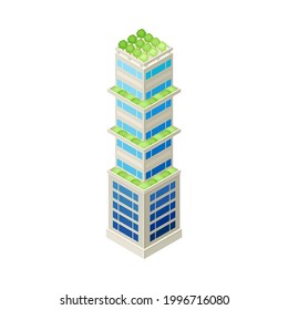 Green Building or Construction as Smart City Architecture Isometric Vector Illustration