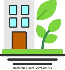 Green Building Flat Icon Vector Design