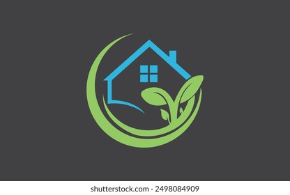 Green Building And Home Logo Design With Leaf City Concept Vector Template. Pro Vector