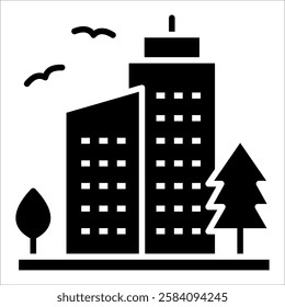 Green Building Icon Element For Design