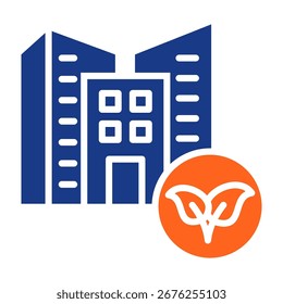 Ilustración vectorial de relleno de icono de edificio verde
