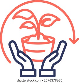 Green Building Icon Line Color Vector Illustration