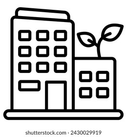 Green Building icon line vector illustration