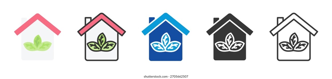 green building icon set multi style various collection