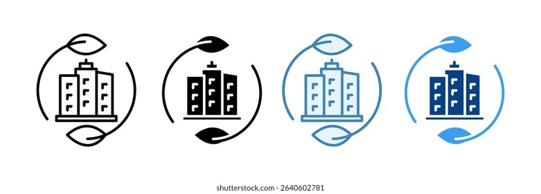 Green Building Icon Set Multiple Style Collection