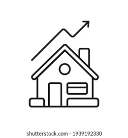 Green building linear icon. Increase the value of house. Thin line customizable illustration. Contour symbol. Vector isolated outline drawing. Editable stroke