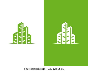Green building logo design icon template