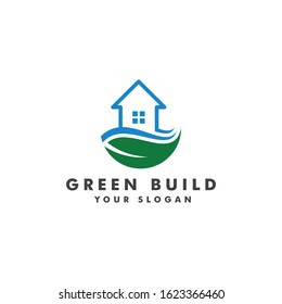 Green building logo template design vector
