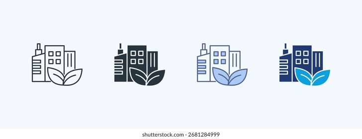 Green Building Multiple Style Icon Collection