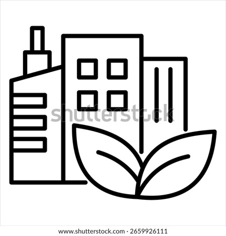 Green Building Outline Icon Vector Illustration