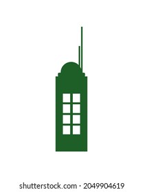 green building tower on white background