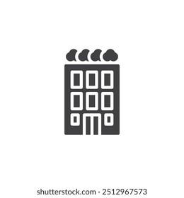 Green building vector icon. filled flat sign for mobile concept and web design. Building with rooftop garden glyph icon. Symbol, logo illustration. Vector graphics
