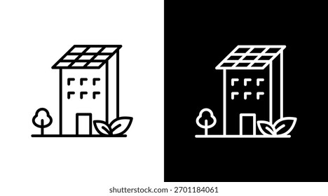 Design de conjunto de ícone branco de edifício verde