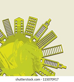 green buildings with space for copy. vector illustration
