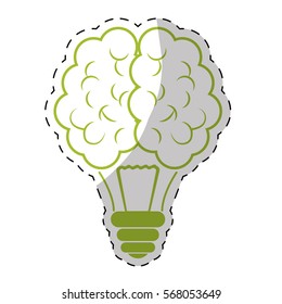 Green bulb brain icon design, vector illustration image