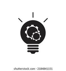 Green bulb with gear and rays icon design isolated on white background. vector illustration