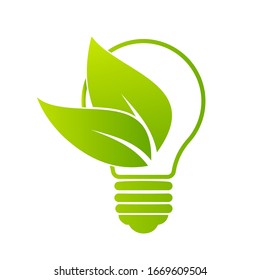 Green Bulb Leaf Logo Design Vector Symbol Illustration