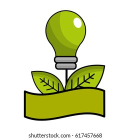 green bulb with leaves and ribbon