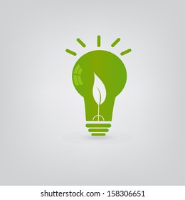 green bulb on a gray background
