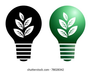 Green bulb symbol, vector illustration