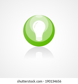 Green bulb web icon, on white background