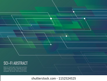 Green and bule sci-fi abstract technology background.Vector corporate design