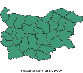 Green Bulgaria Simple map with states border outline vector