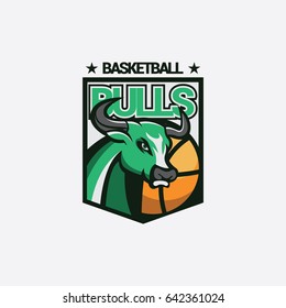  Green Bull Club Basketball Team Logo Emblem Vector