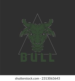 green bull design illustration for t shirt and apparel